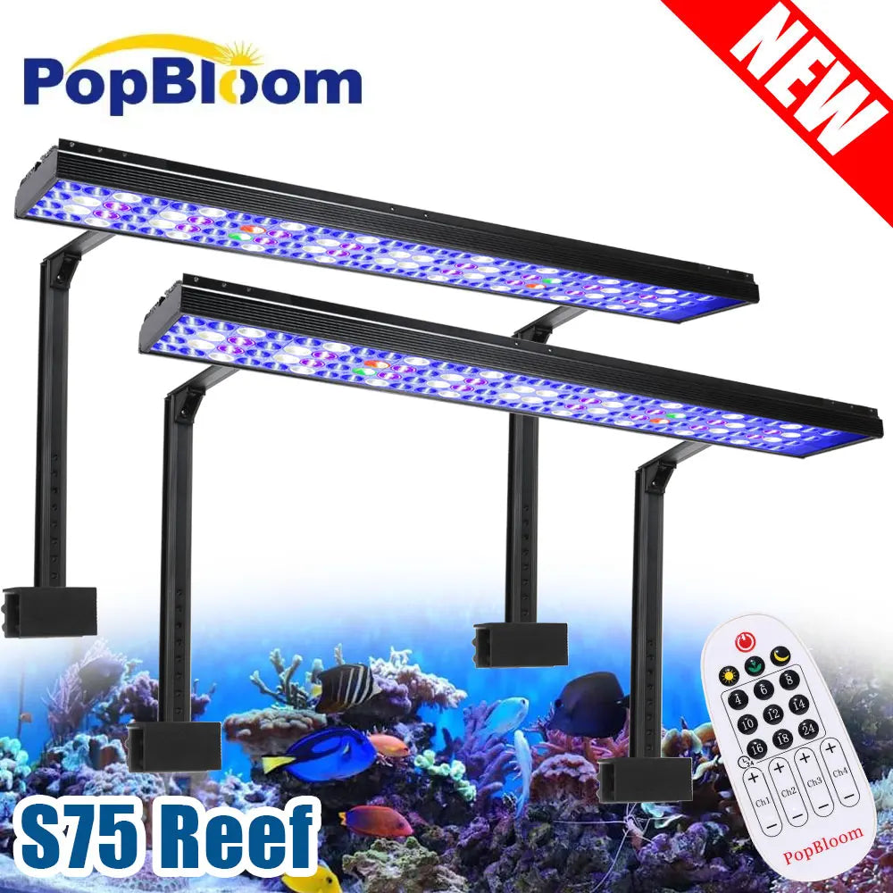 PopBloom LED Aquarium Reef Lighting 75CM, APP Program LED Saltwater Aquarium Lamp for 80-100CM Reef Coral Fish Tank Light