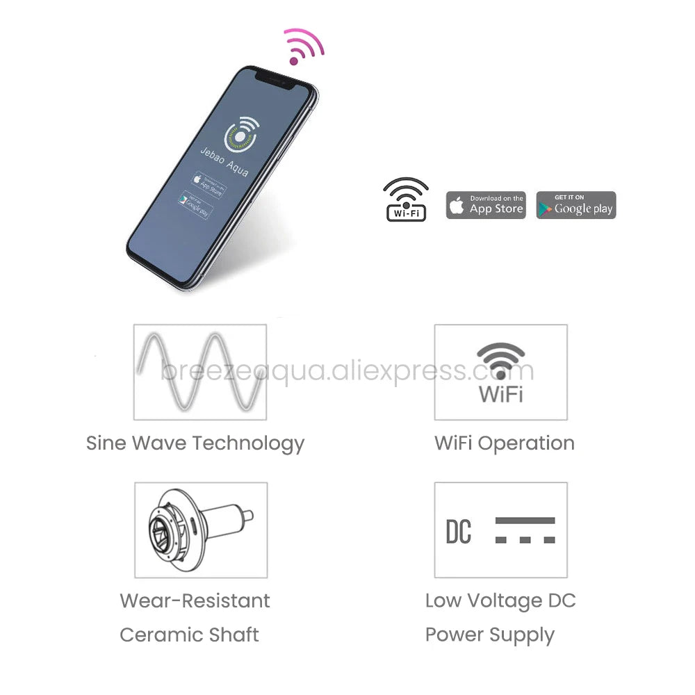 Jebao MDP-2500 MDP-3500 WiFi App Control DC Aquarium Water Circulation Return Pump for Saltwater Freshwater Fish Reef Tank