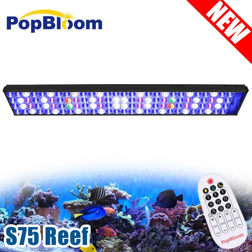 PopBloom LED Aquarium Reef Lighting 75CM, APP Program LED Saltwater Aquarium Lamp for 80-100CM Reef Coral Fish Tank Light