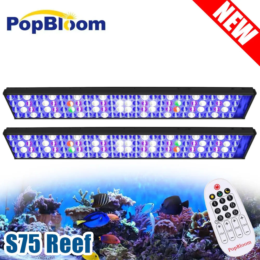 PopBloom LED Aquarium Reef Lighting 75CM, APP Program LED Saltwater Aquarium Lamp for 80-100CM Reef Coral Fish Tank Light