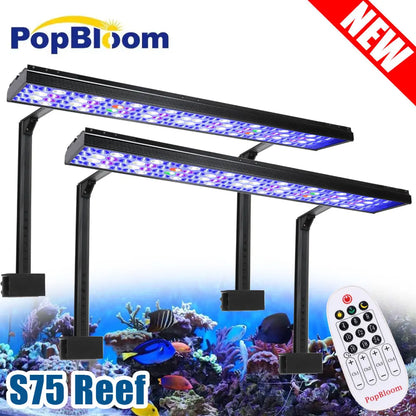 PopBloom LED Aquarium Reef Lighting 75CM, APP Program LED Saltwater Aquarium Lamp for 80-100CM Reef Coral Fish Tank Light