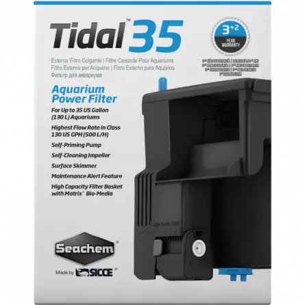 SEACHEM - Tidal 35 - 500 l/h - Filtre cascade - 130 litres
